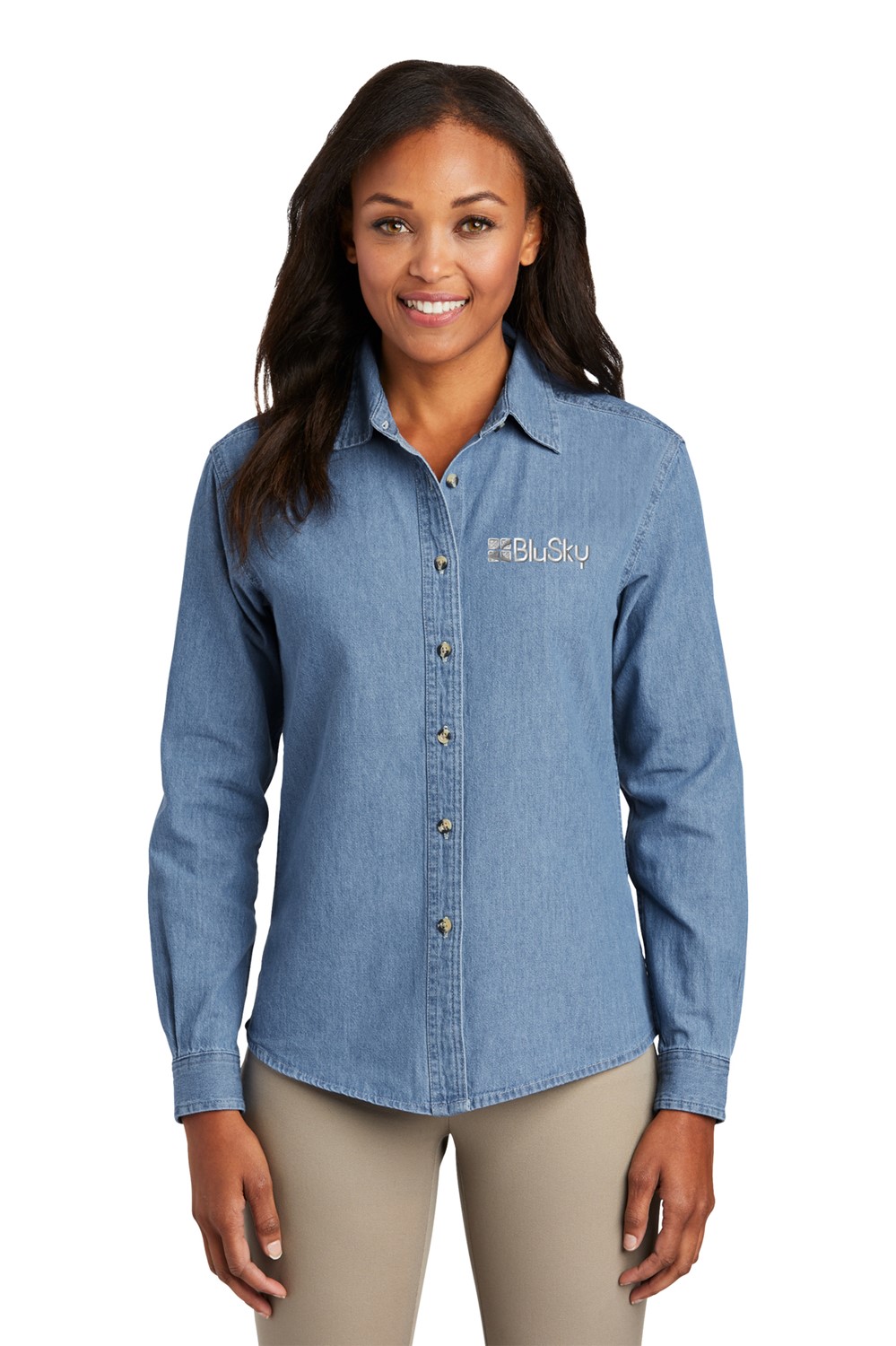 Port & Company® - Ladies Long Sleeve Value Denim Shirt BL1288