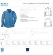 Port & Company® - Ladies Long Sleeve Value Denim Shirt BL1288 View 2